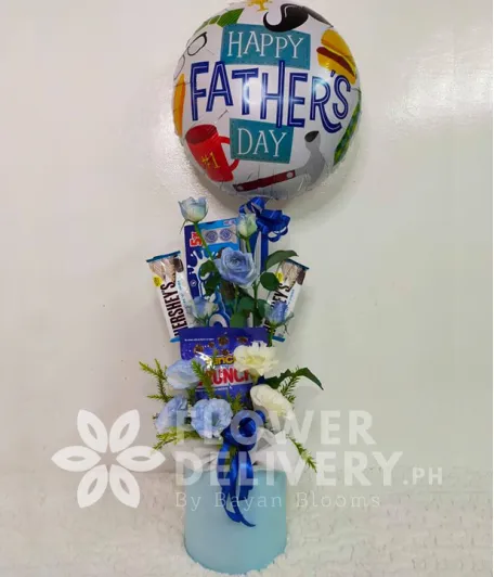 Happy Father's Day Balloon with Chocolates and Biscuits 