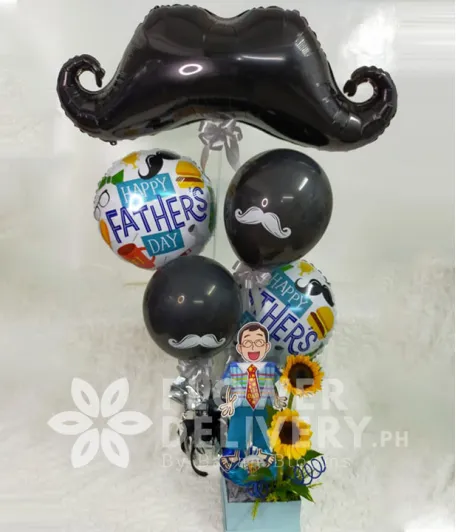 Mustache Balloons with Sunflowers