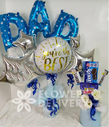 Special Dad Balloon with Chocolates and Biscuits