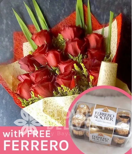 16 pcs. Ecuadorian Red Roses with Free Ferrero Chocolates