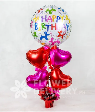 Colorful Happy Birthday Balloon with Heart Balloons Colorful Happy Birthday Balloon with Heart Balloons