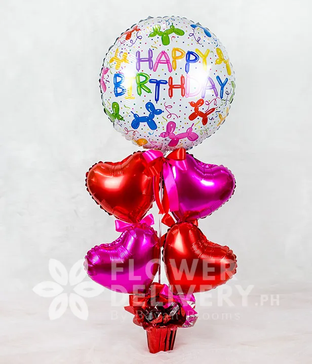 happy birthday heart balloons