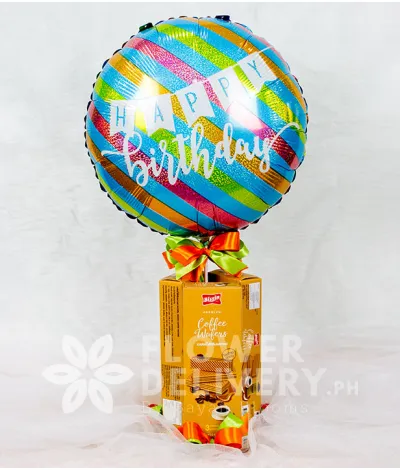 Colorful Happy Birthday Balloon with Wafers Colorful Happy Birthday Balloon with Wafers