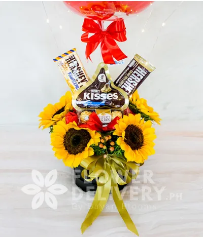 Happy Birthday Balloon in a Box of Sunflower Happy Birthday Balloon in a Box of Sunflower