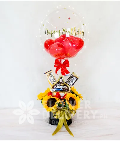Happy Birthday Balloon in a Box of Sunflower Happy Birthday Balloon in a Box of Sunflower