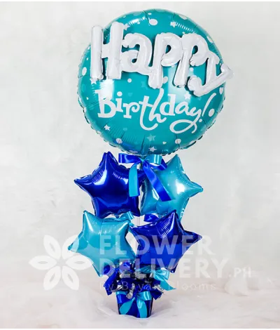 Happy Birthday Balloon with Star Balloons Happy Birthday Balloon with Star Balloons