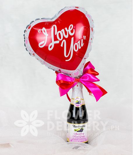 I Love You Heart Balloon with Wine