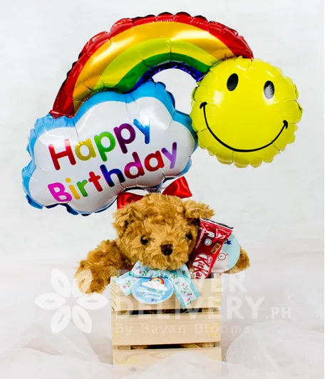 Small Teddy Bear with Happy Birthday Banner