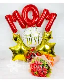 Elegant Pomelo Rose Bouquet with Mom Balloon