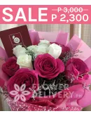 1 Dozen Imported Pink and White Roses
