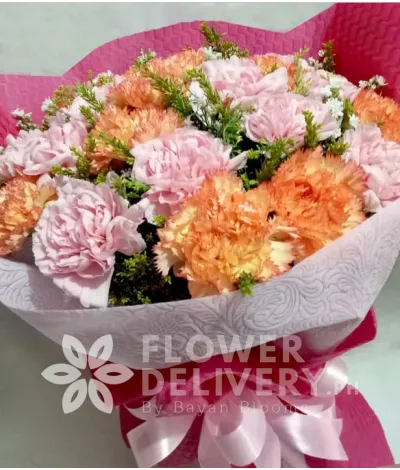 2 Dozen Pink and Peach Carnations