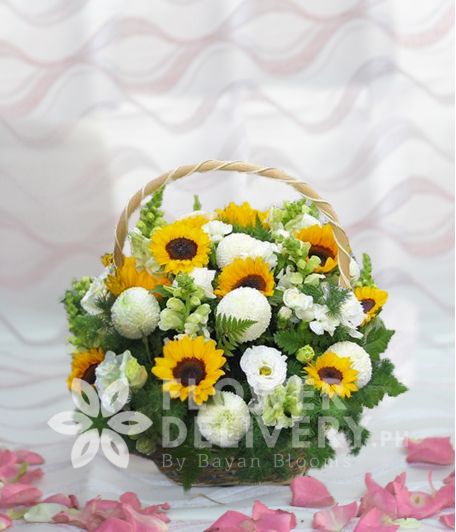 An Elegant Basket of Sunflowers