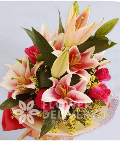 Pink Lilies and Roses Pink Lilies and Roses