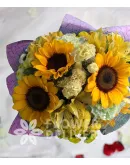Yellow Bouquet of 3 Sunflowers