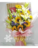 1 Dozen Sunflowers and 16 Yellow Lilies