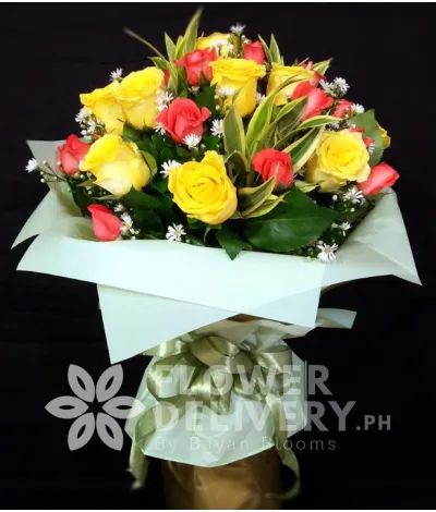 1 Dozen Imported Yellow Roses and 1 Dozen Local Peach Roses