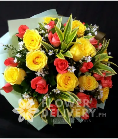 1 Dozen Imported Yellow Roses and 1 Dozen Local Peach Roses