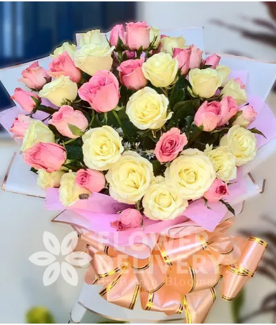 2 Dozen Pink and 2 Dozen White Roses