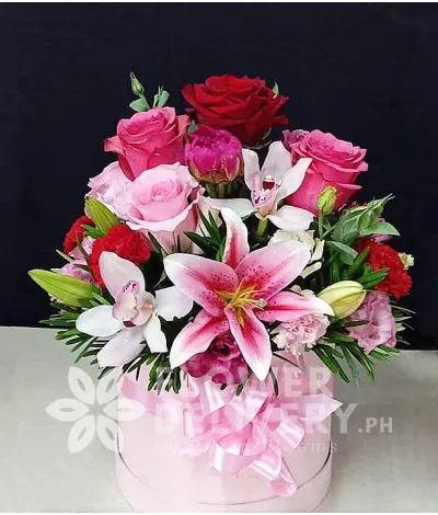 Special Box of Pink and Red Flowers