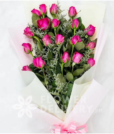 Charming Bouquet of Local Dark Pink Roses