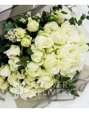 Elegant Whites Roses with Eucalyptus