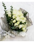 Elegant Whites Roses with Eucalyptus