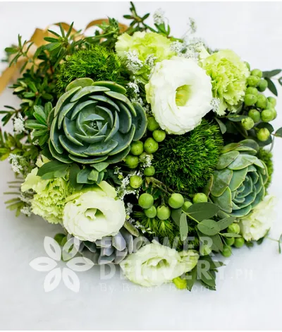 Pretty Bouquet of Carnations and Succulents