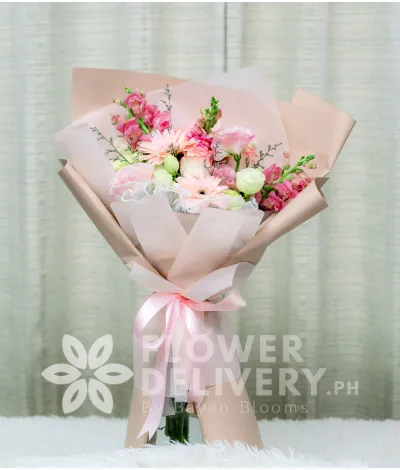 Pink Snapdragon, Pink Imported Roses, Gerbera, Lisianthus Pink Snapdragon, Pink Imported Roses, Gerbera, Lisianthus