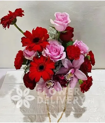 Vase of Roses with Gerberas
