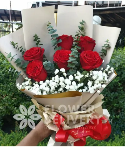 6 Pieces Red Roses