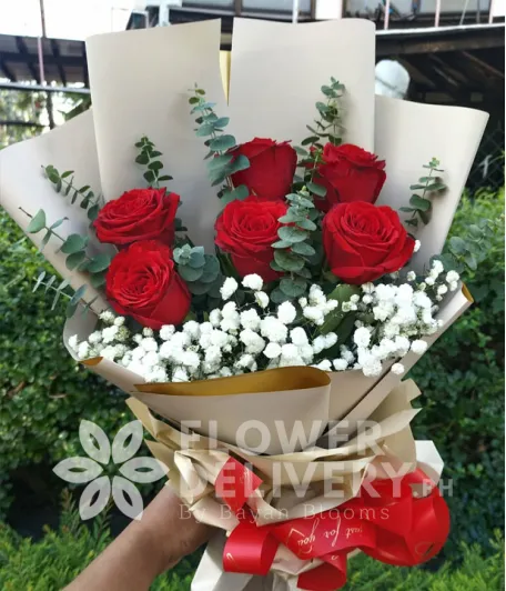 6 Pieces Red Roses