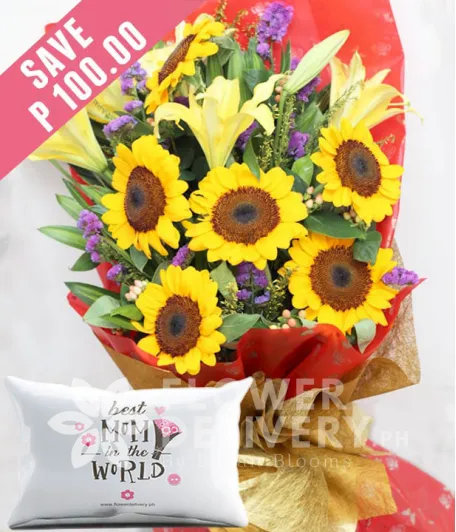 6 Pieces Sunflower with Lilies with Pillow for Mom 