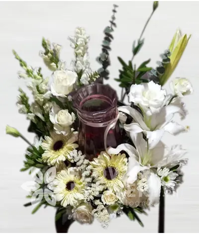 Beautiful Mixed White Urn Flower Arrangement Beautiful Mixed White Urn Flower Arrangement