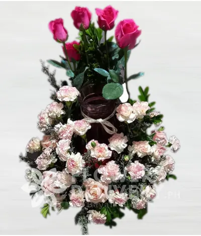 Gorgeous Pink Roses Urn Flower Arrangement Gorgeous Pink Roses Urn Flower Arrangement