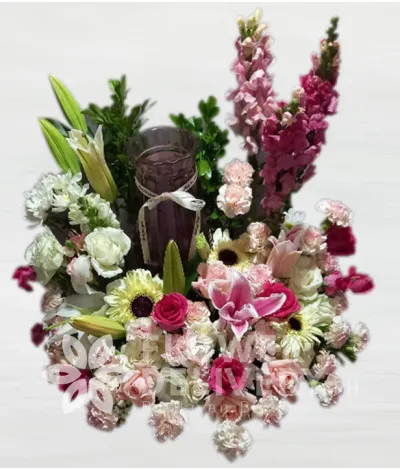 Vibrant  Pink Roses Urn Flower Arrangement Vibrant  Pink Roses Urn Flower Arrangement